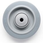 elastic rubber wheel 125 mm*36mm with grey elastic rubber-tyre. Hub made of grey Nylon/PA6 with threadguards. Double Ball bearing.